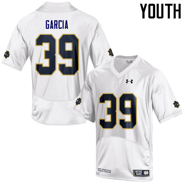 Youth #39 Brandon Garcia Notre Dame Fighting Irish College Football Jerseys Sale-White